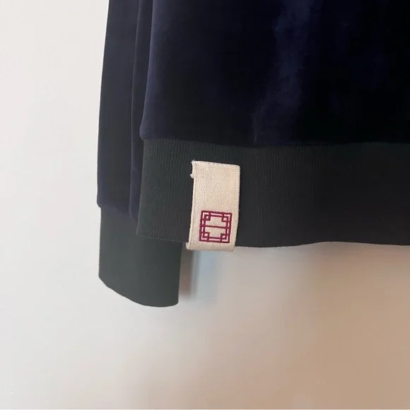 IISE streetwear designer navy velvet crewneck sweatshirt